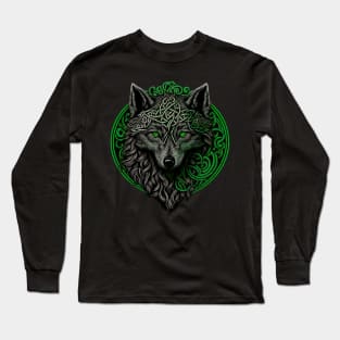 Celtic Irish Knot with Wolf Design - St Patrick Long Sleeve T-Shirt